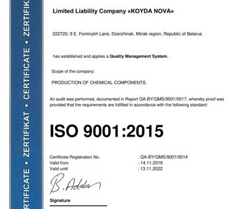 Certificate ISO 9001:2015